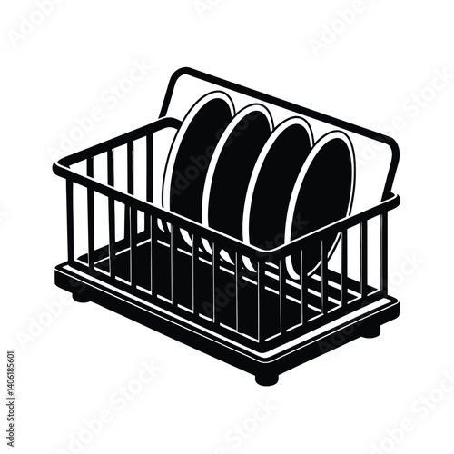 Isolated Dish Rack on White Background