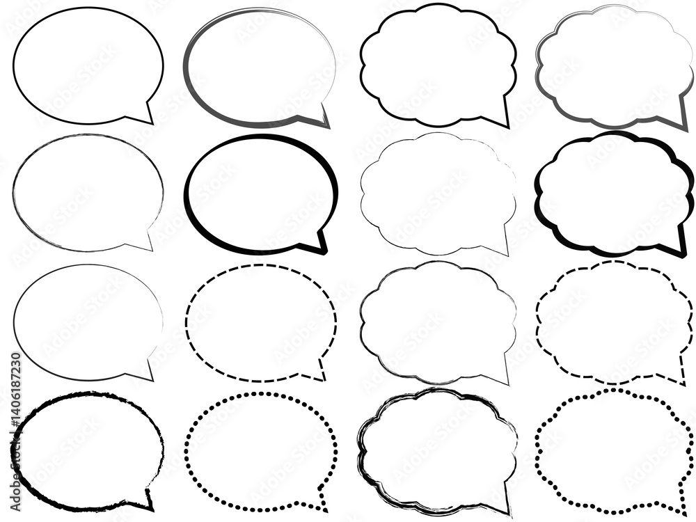 Fototapeta premium 手書き風吹き出しセット 