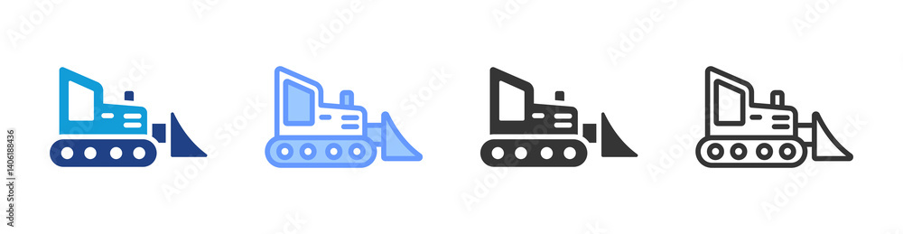 Bulldozer icon set multiple style collection Bulldozer icon set multiple style collection