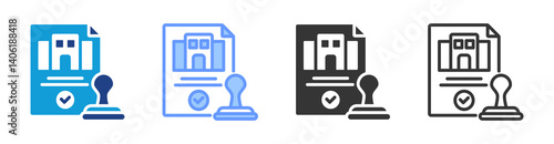 Building Permit icon set multiple style collection