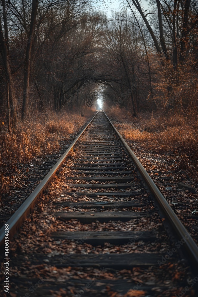 Obraz premium The desolate scene on abandoned railway tracks
