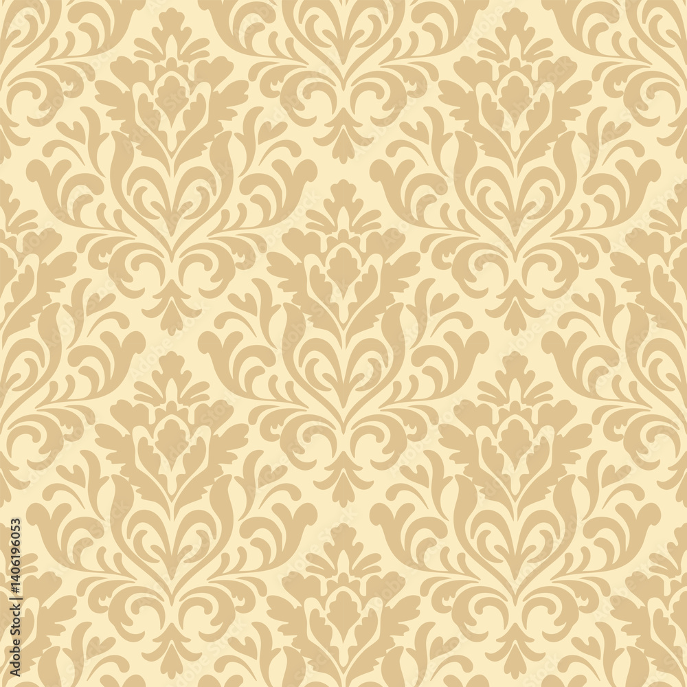 Elegant Beige Damask Seamless Pattern for Wallpaper, Fabric, Branding, Packaging, Invitations, Wedding, Home Decor Design Elegant Beige Damask Seamless Pattern for Wallpaper, Fabric, Branding, Packaging, Invitations, Wedding, Home Decor Design