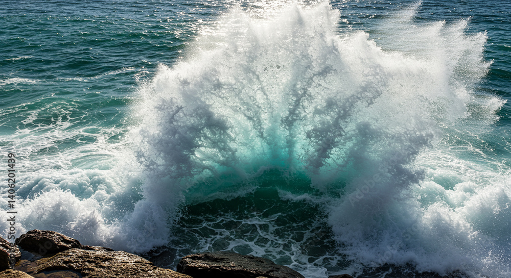 Obraz premium waves crashing on the rocks