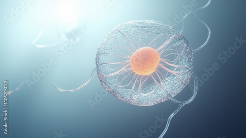 abstract, glowing representation of the human cells, style 3