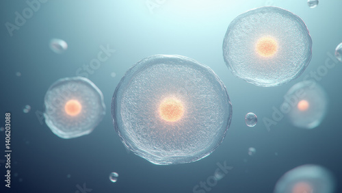 abstract, glowing representation of the human cells, style 2