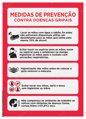 Measures for preventing flu-like illnesses -Company signboard vector - Informational Sign Vector – Clean and Professional Corporate 