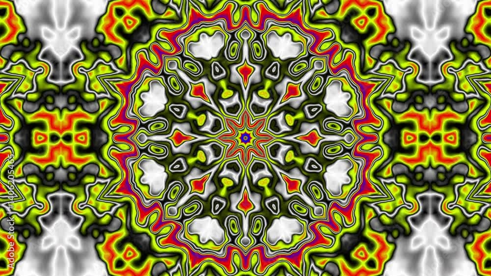 Mixing textures of yellow, black, gold, white, red with various beautiful moving motifs. 3D animation