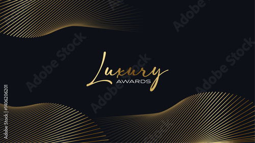 Black and Gold Abstract Luxury Background. Modern Minimal Premium Design Template. Amazing Welcome Invite. Grand Celebration Banner for Birthday and Anniversary. Elegant Decorative Layout Template. 