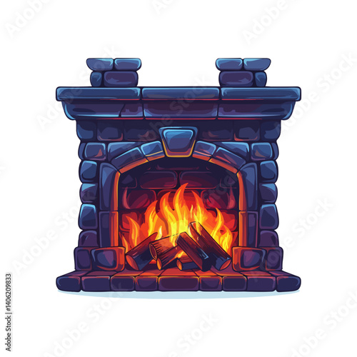 Cozy Stone Fireplace Illustration Warmth, Comfort, and Ambiance