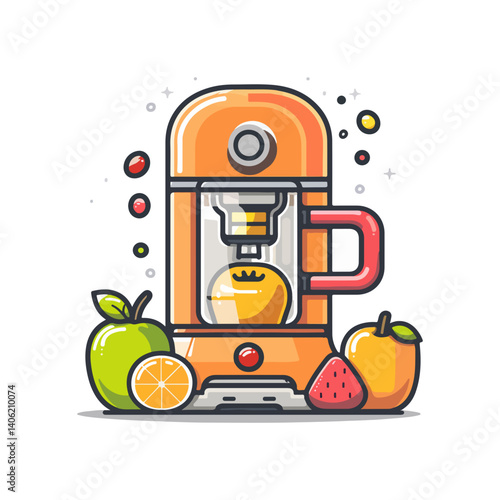 Retro Orange Citrus Juicer Illustration