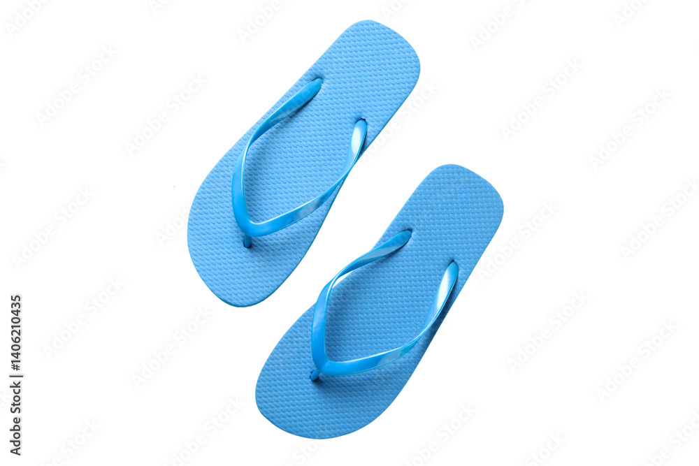Blue flip flops sitting on a white background, perfect for summer, isolated on white, PNG Blue flip flops sitting on a white background, perfect for summer, isolated on white, PNG