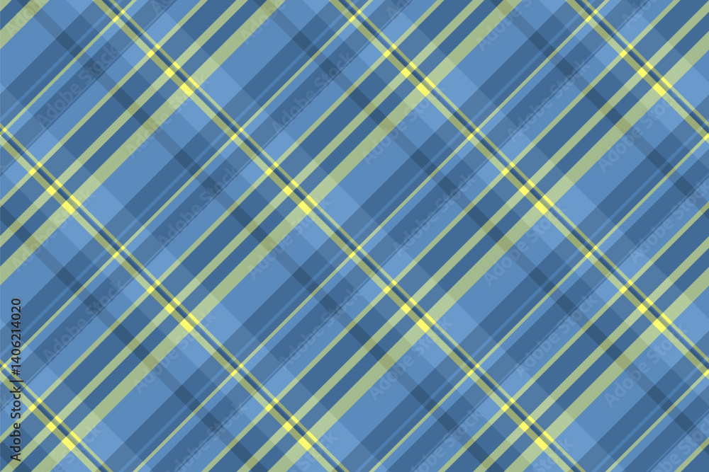 Elegant diagonal plaid pattern in soft blue and pale yellow. Perfect for textile design, website backgrounds, or stationery. Elegant diagonal plaid pattern in soft blue and pale yellow. Perfect for textile design, website backgrounds, or stationery.