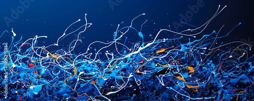 Abstract painting of interconnected innovative thoughts, creation, imagination