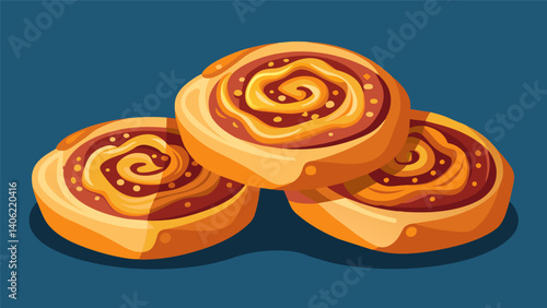 A flavor explosion in every bite with these puff pastry pinwheels loaded with a tangy mixture of BBQ pulled pork caramelized onions and sharp cheddar. Vector illustration
