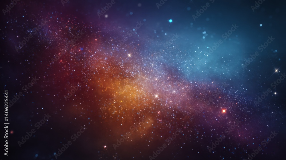 Fototapeta premium Starry night sky. Colourful galaxy space. Glowing stars in the night. New Year, Christmas and celebration background concept.