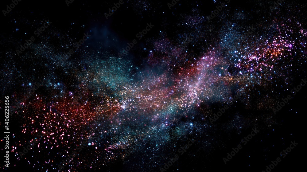 Fototapeta premium Starry night sky. Colourful galaxy space. Glowing stars in the night. New Year, Christmas and celebration background concept.