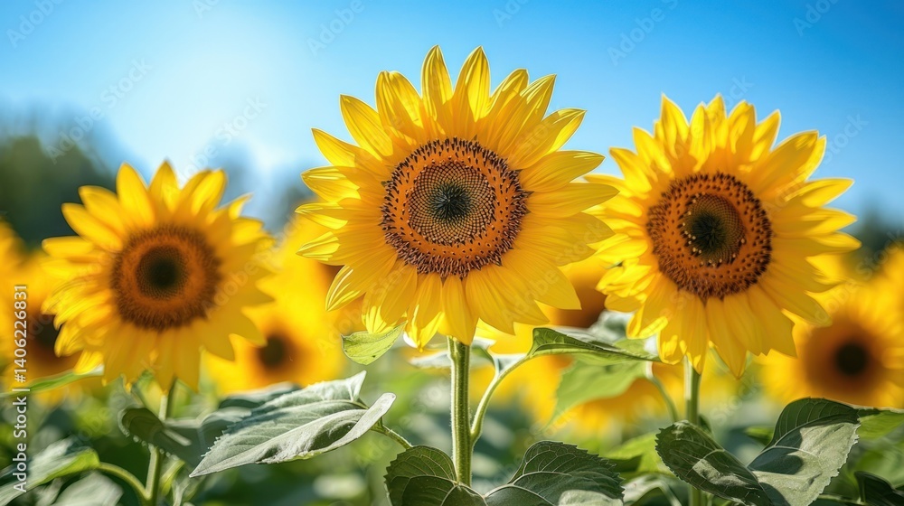 Obraz premium Bright Sunflowers in a Field