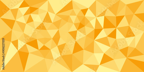 Abstract low poly background in warm yellow and orange tones, featuring geometric triangular shapes in a modern, vibrant design.


