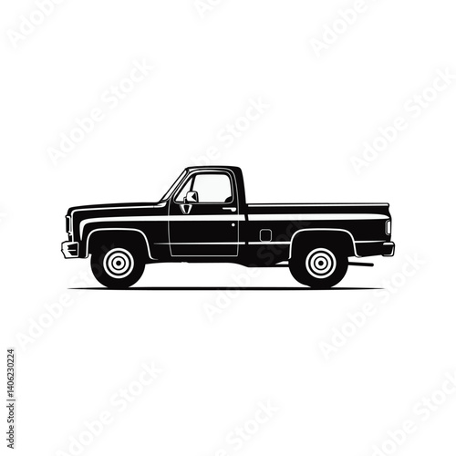 Classic Black and White Pickup Truck