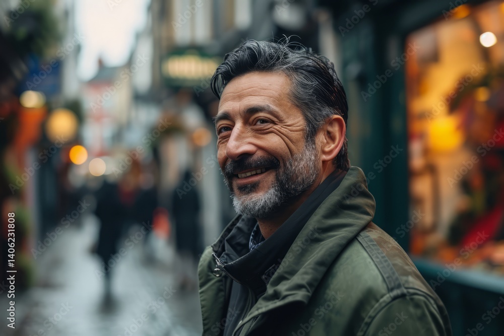 Portrait of a smiling middle-aged man in the city. Portrait of a smiling middle-aged man in the city.