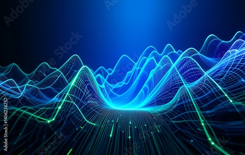 Blue wavelength background image, digital, space, light, line, banner texture advertising poster