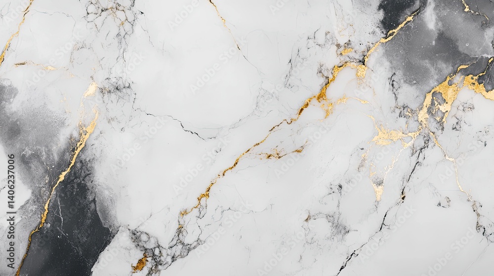Obraz premium Polished Marble Surface in Dramatic Top Down View with Golden Veins
