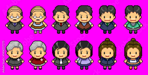 社会人のキャラクターのピクセルアート