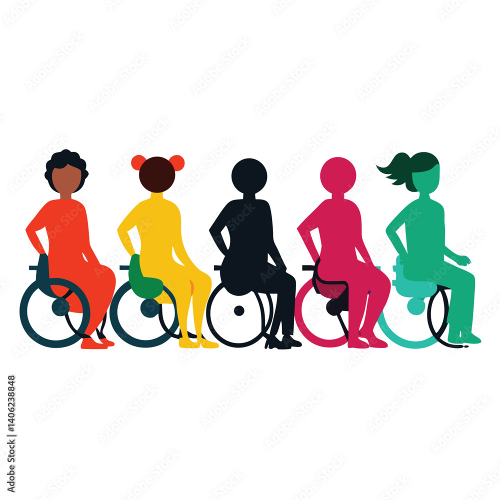 Colorful Diversity Illustration Of Women In Wheelchairs Promoting Inclusion And Accessibility Colorful Diversity Illustration Of Women In Wheelchairs Promoting Inclusion And Accessibility