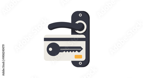 Key card unlocking a door handle in a modern design  