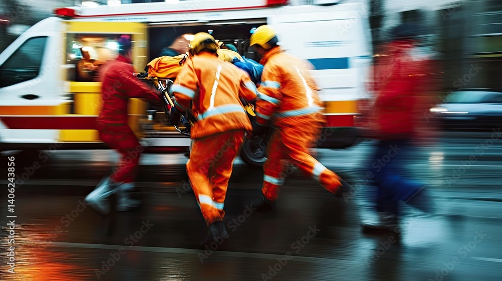 Obraz premium Emergency Rescue: City Street for Rain.