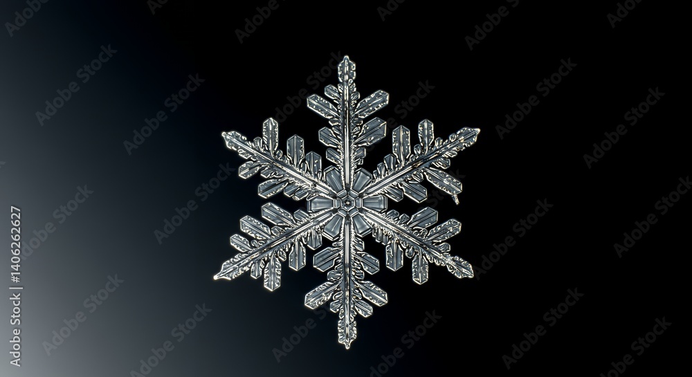Close-up Snowflake Crystal Formation on Dark Background Close-up Snowflake Crystal Formation on Dark Background