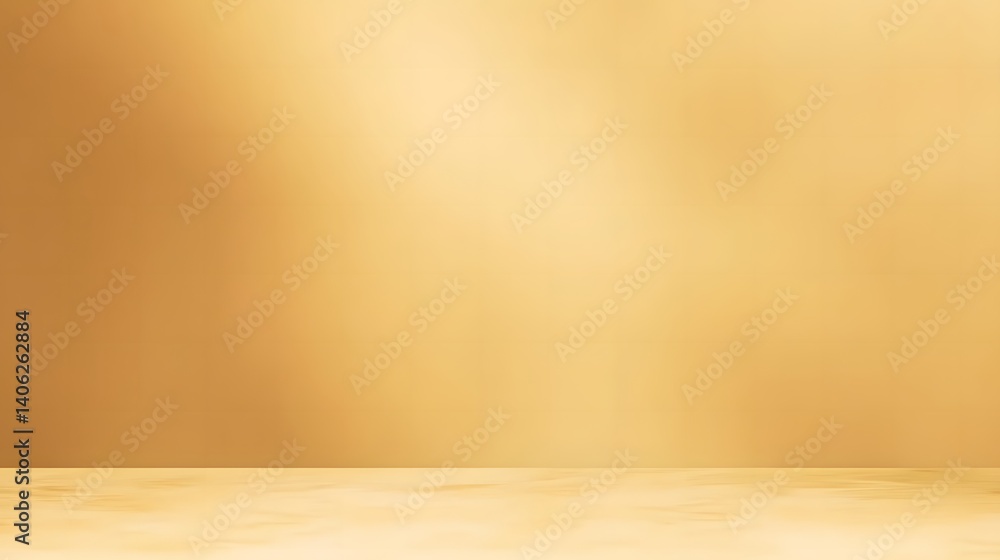 Elegant gold background with soft lighting and gradient tones, featuring a minimalist tabletop for product display and ample copy space on the right side in a modern banner layout Elegant gold background with soft lighting and gradient tones, featuring a minimalist tabletop for product display and ample copy space on the right side in a modern banner layout