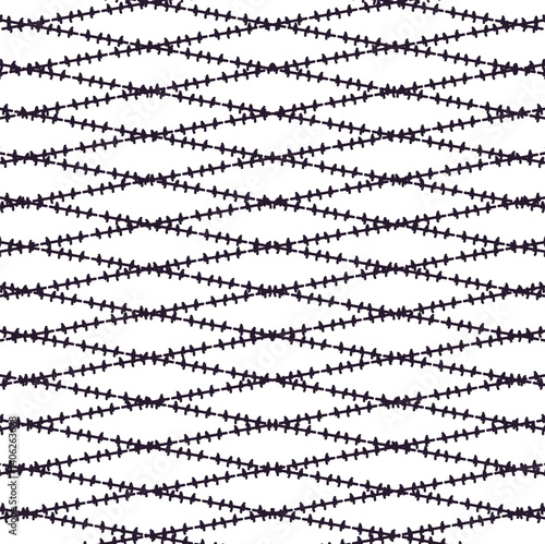 The spiked lines intersect to form a grid or lattice with diagonal intersections.