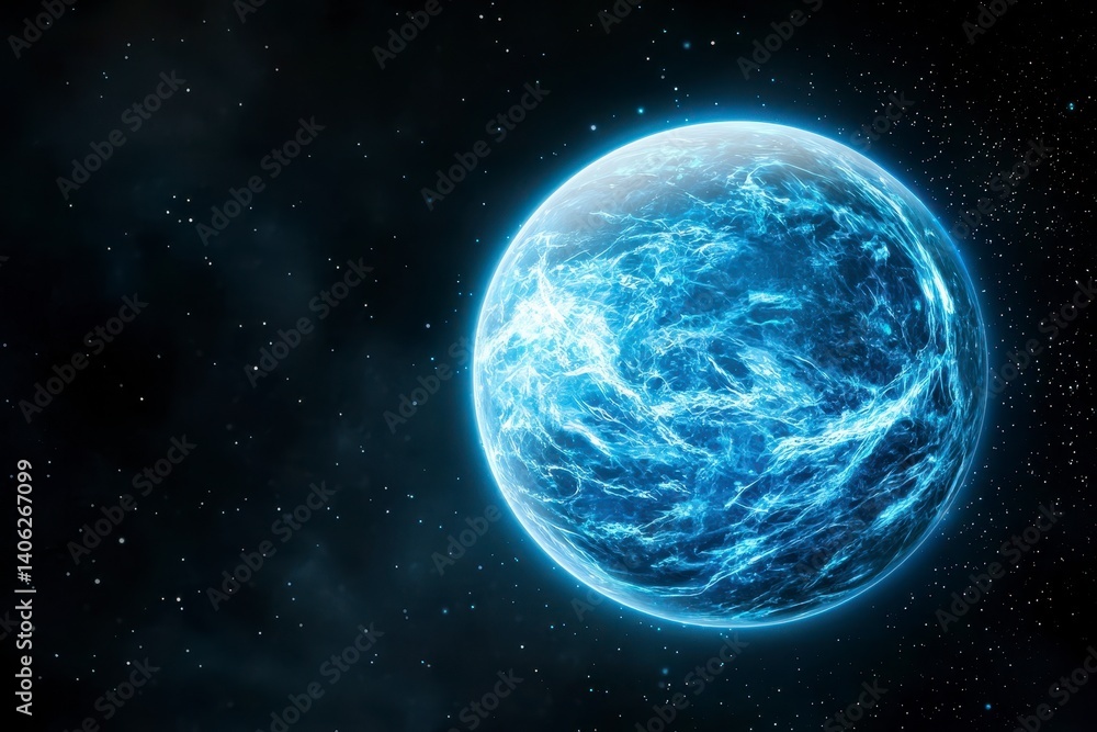 Obraz premium Glowing Blue Digital Planet Earth in Dark Space