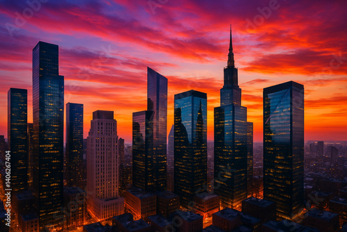 city at night view, sunset