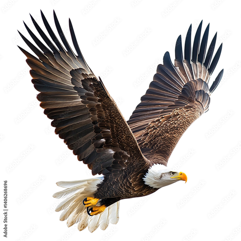 Obraz premium Bald Eagle in Flight with Majestic Wings. (1)
