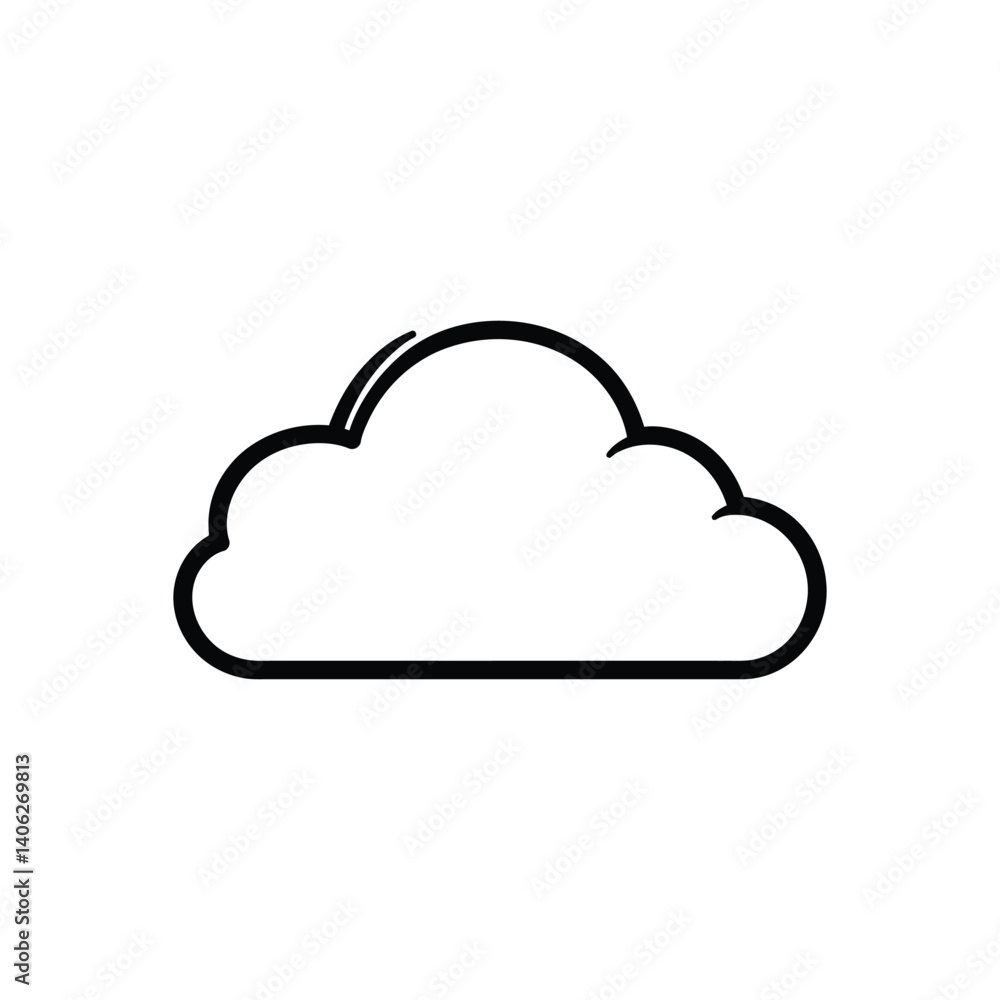 Isolated cloud icon on a transparent background showing a simple and clear outline Isolated cloud icon on a transparent background showing a simple and clear outline