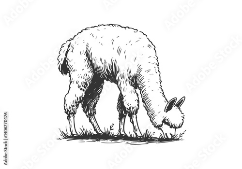 Alpaca hand drawn sketch illustration vector