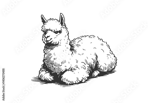 Alpaca hand drawn sketch illustration vector