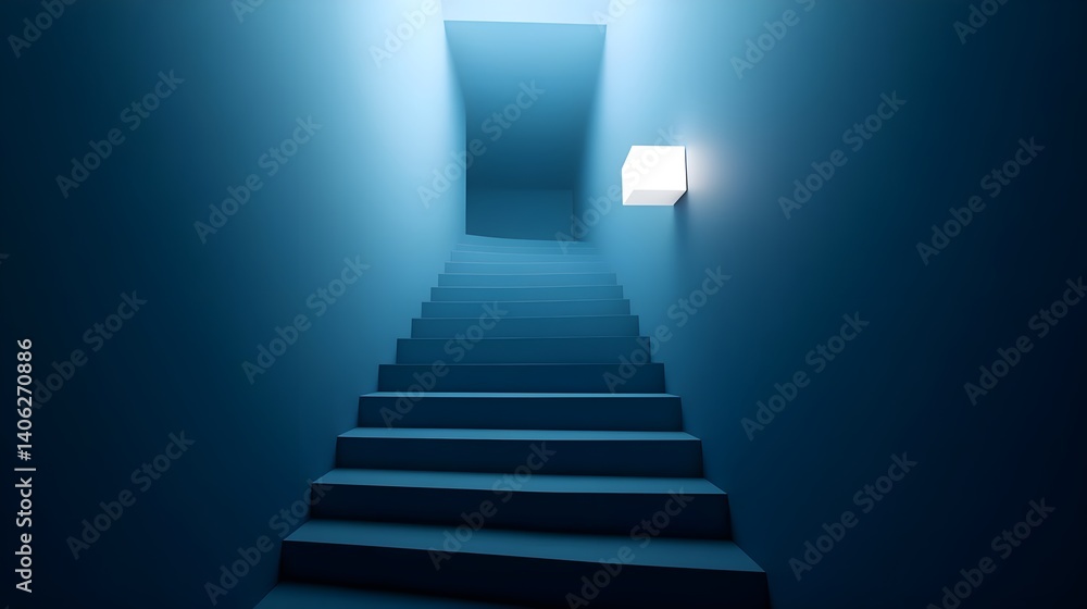 Fototapeta premium Modern Minimalist Interior Design with Geometric Shapes in Blue