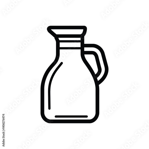Outline Oil Carafe Icon with Handle, Transparent Background Food Container Design