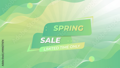 Spring sale limited time offer on abstract green background for advertising, banners, leaflets and flyers.