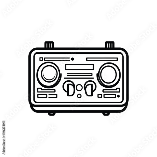 Retro Styled Radio with Knobs and Buttons on Transparent Background