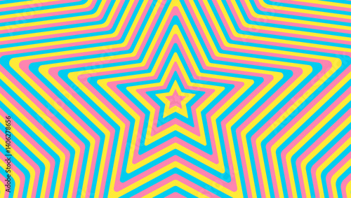 同心状の星、イメージ背景、ポップなデザイン、装飾的な放射型図形