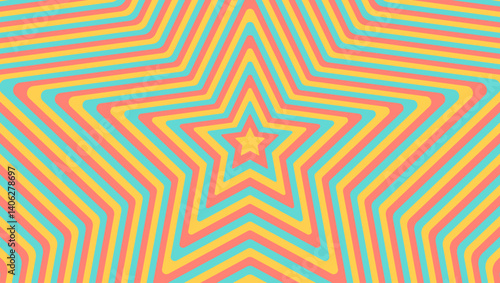 同心状の星、イメージ背景、ポップなデザイン、装飾的な放射型図形