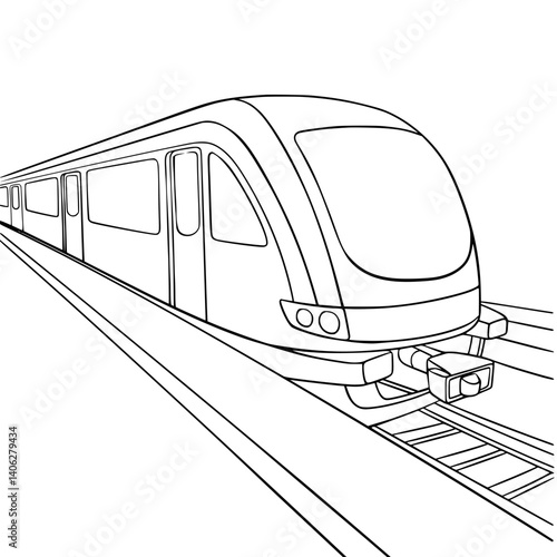 Subway Train Coloring Page - Cartoon Transport for Kids