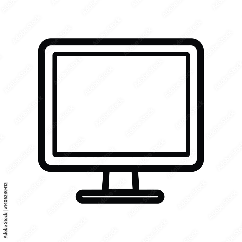 Computer Monitor Icon, Isolated Display with Transparent Background, Tech Computer Monitor Icon, Isolated Display with Transparent Background, Tech