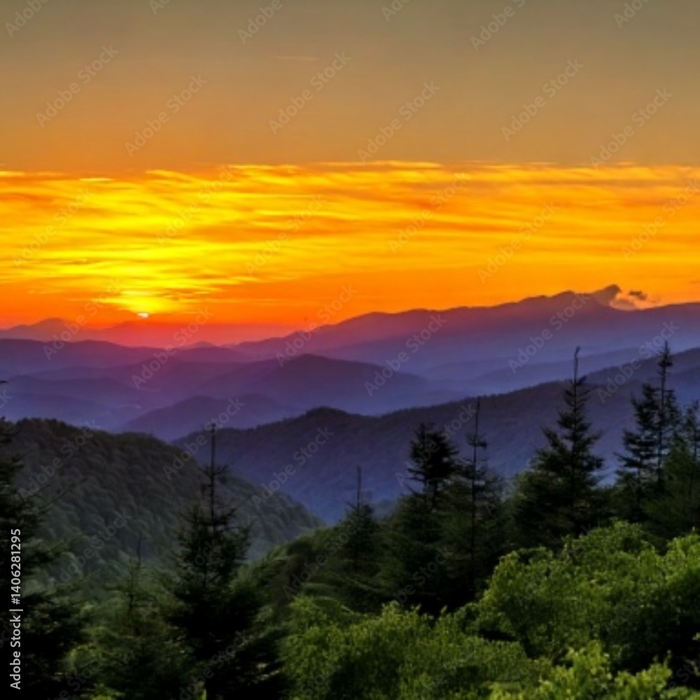 Fototapeta premium sunset in the mountains
