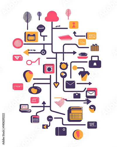 Wallpaper Mural Online shopping, digital selling, ecommerce process, and customer experience through modern illustrated scenes on white background. Torontodigital.ca