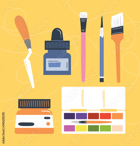 Art Painting Supplies Collection for Creative Projects Drawing Education